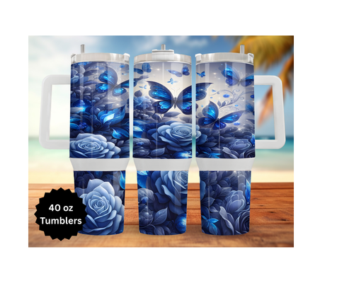 Butterfly 30 and 40 oz Stainless-Steel Tumblers. Multiple Images Available.