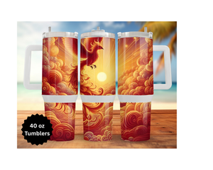 Phoenix Tumbler - Mythical Fire Bird Stainless Steel Tumbler TheCraftNook