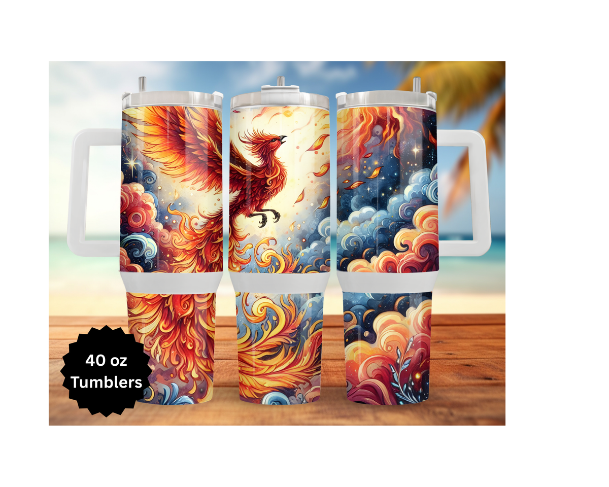 Phoenix Tumbler - Mythical Fire Bird Stainless Steel Tumbler TheCraftNook