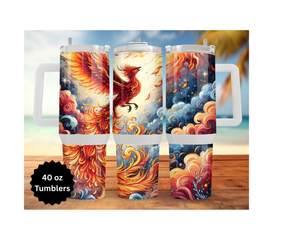 Phoenix Tumbler - Mythical Fire Bird Stainless Steel Tumbler TheCraftNook
