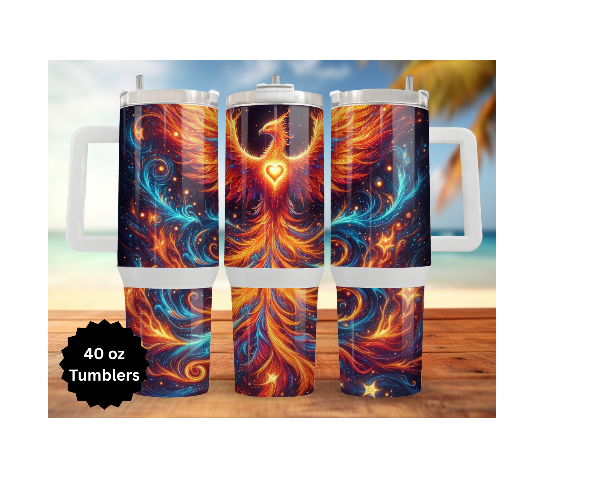 Stunning stainless steel phoenix tumbler collection featuring vibrant fire bird designs, perfect for transformation lovers.