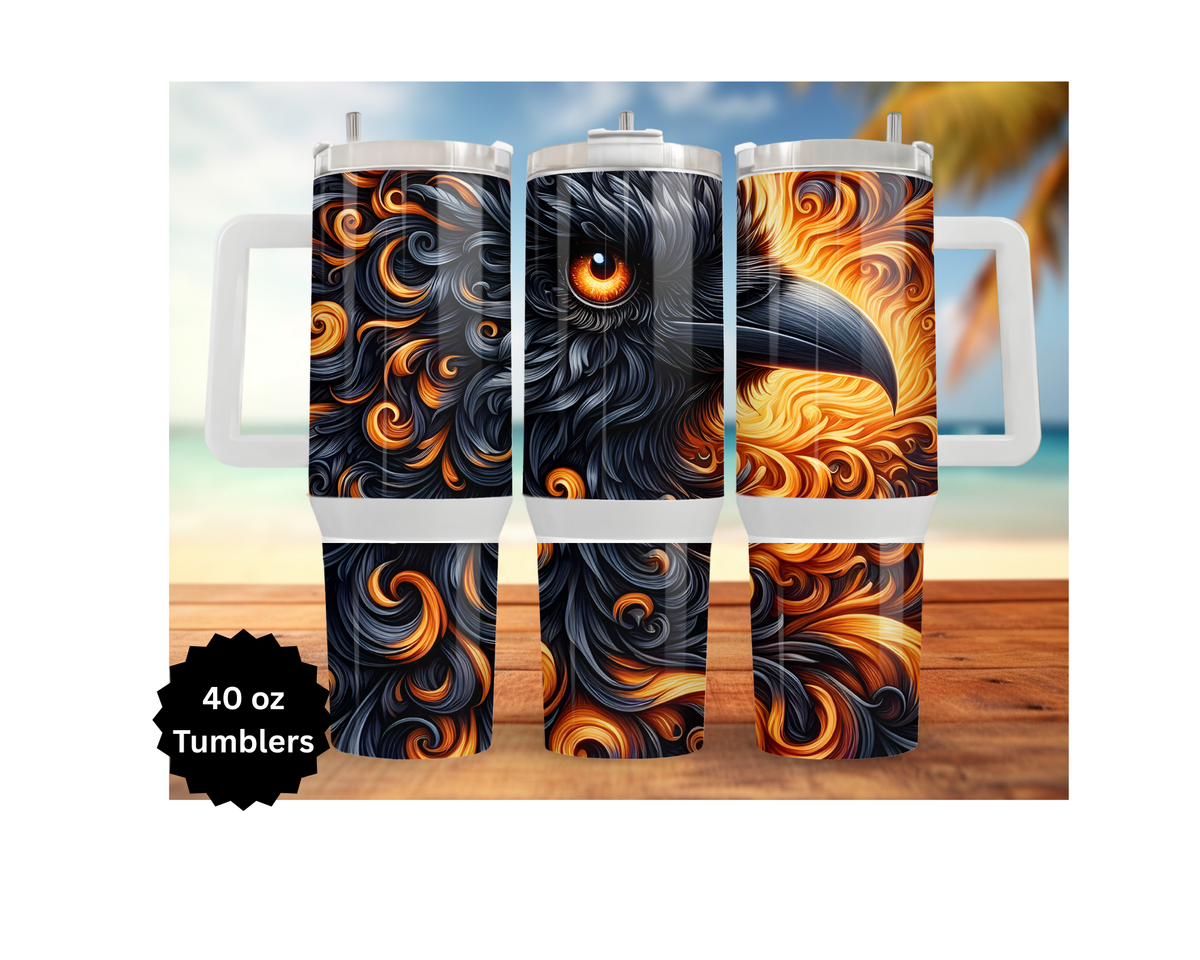 Phoenix Tumbler - Mythical Fire Bird Stainless Steel Tumbler TheCraftNook