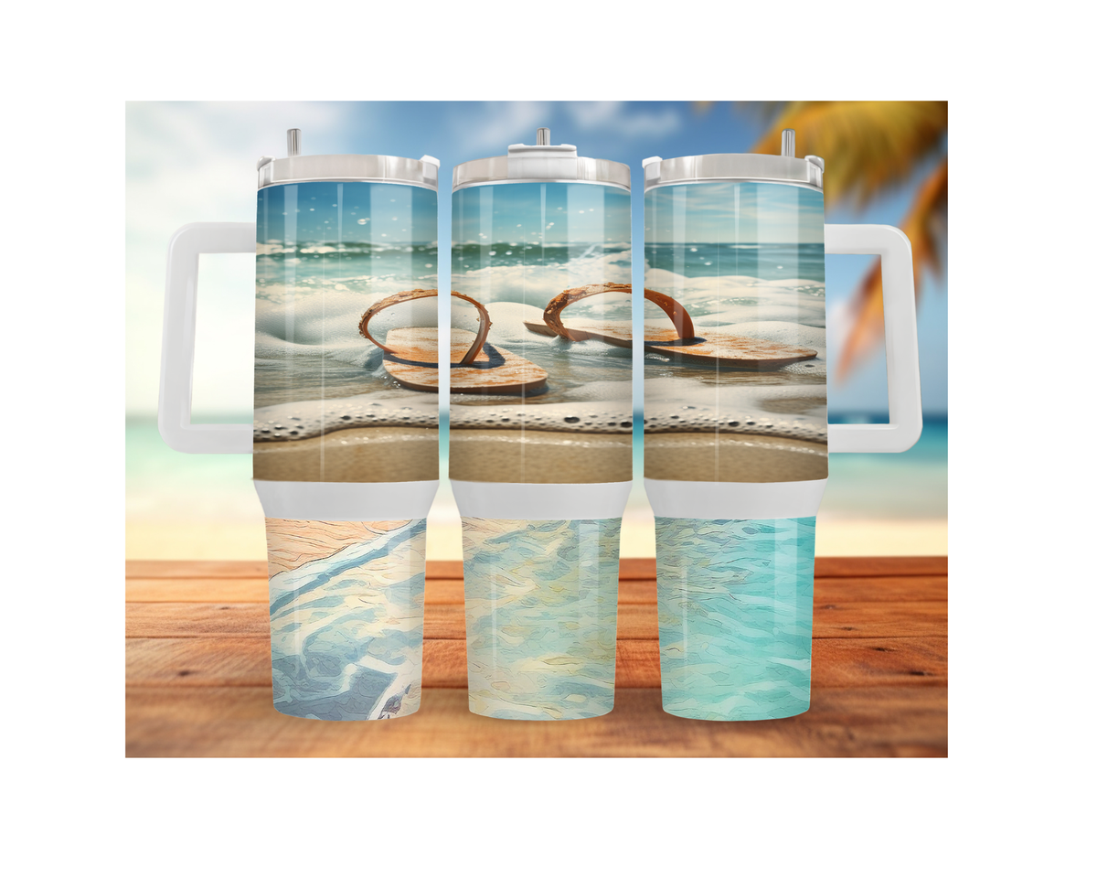 30- and 40-ounce Beachy Bliss Stainless Steel Tumbler.  Multiple Sizes and Images Available. TheCraftNook
