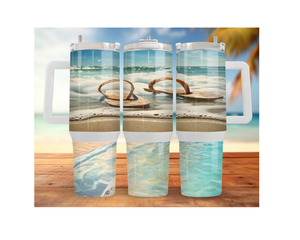 30- and 40-ounce Beachy Bliss Stainless Steel Tumbler.  Multiple Sizes and Images Available. TheCraftNook