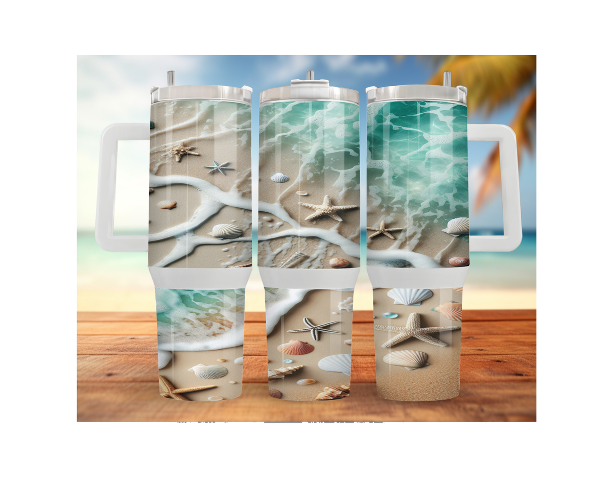 30- and 40-ounce Beachy Bliss Stainless Steel Tumbler.  Multiple Sizes and Images Available. TheCraftNook
