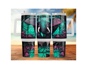 Wise & Wonderful Elephant Tumbler 30 and 40 oz Stainless-Steel Tumblers. Multiple Sizes and Images Available. TheCraftNook