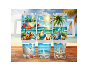 30- and 40-ounce Beachy Bliss Stainless Steel Tumbler.  Multiple Sizes and Images Available. TheCraftNook