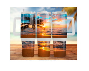 30- and 40-ounce Beachy Bliss Stainless Steel Tumbler.  Multiple Sizes and Images Available. TheCraftNook
