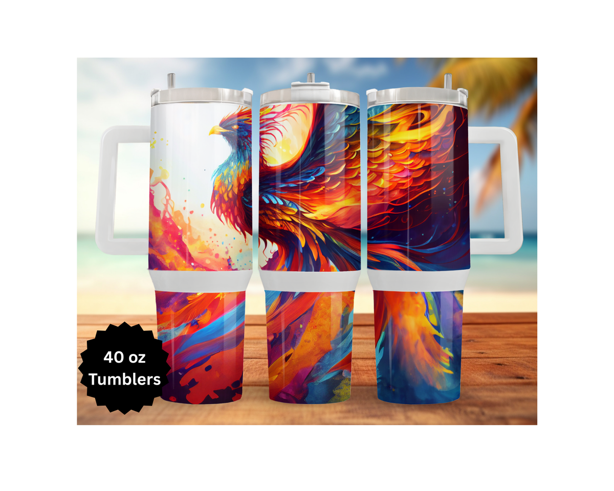 Phoenix Tumbler - Mythical Fire Bird Stainless Steel Tumbler TheCraftNook