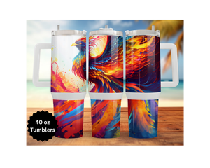 Phoenix Tumbler - Mythical Fire Bird Stainless Steel Tumbler TheCraftNook