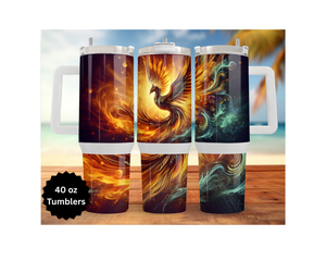 Phoenix Tumbler - Mythical Fire Bird Stainless Steel Tumbler TheCraftNook