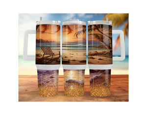 30- and 40-ounce Beachy Bliss Stainless Steel Tumbler.  Multiple Sizes and Images Available. TheCraftNook