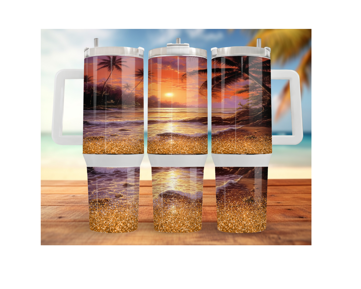 30- and 40-ounce Beachy Bliss Stainless Steel Tumbler.  Multiple Sizes and Images Available. TheCraftNook