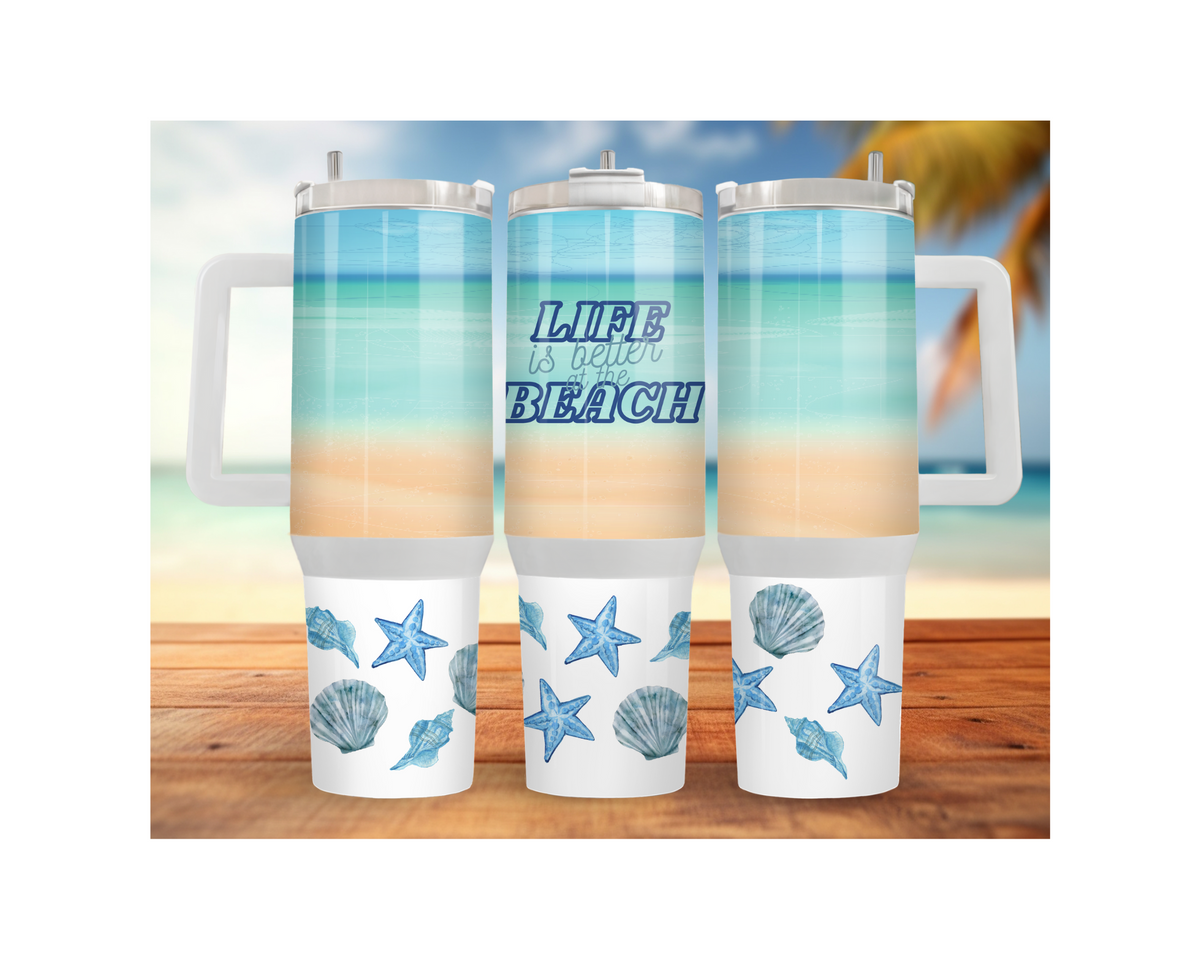 30- and 40-ounce Beachy Bliss Stainless Steel Tumbler.  Multiple Sizes and Images Available. TheCraftNook
