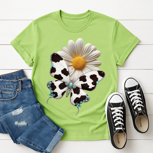 Cow Print Butterfly Tee TheCraftNook