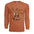 fall deer patchwork long sleeve tee in TEXAS ORANGE with colorful deer graphic and floral accents.