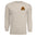 Fall Deer Patchwork Long Sleeve Tee in sand color with patchwork deer graphic, perfect for autumn outings.