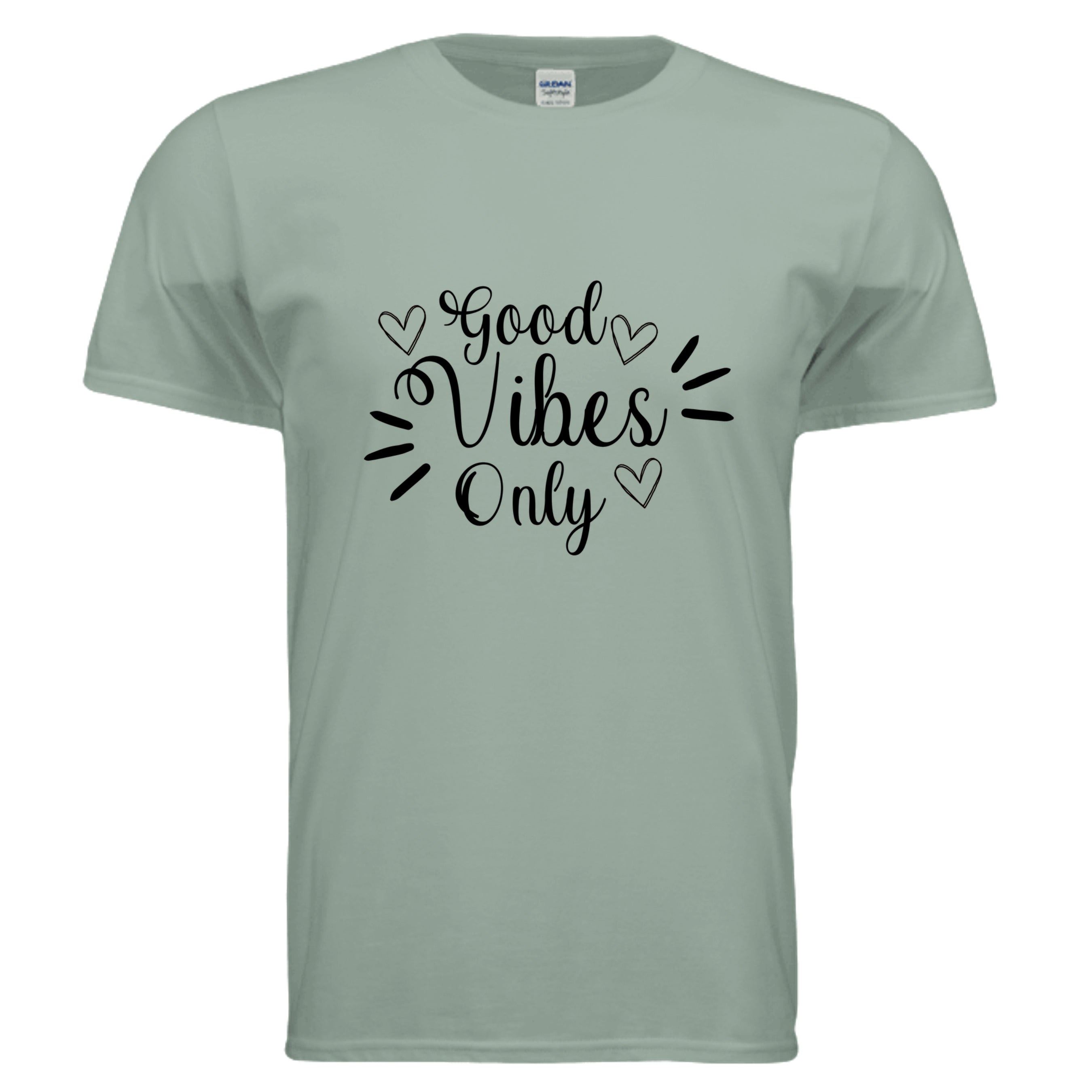 Vibes Only Graphic Tee in sage color with a relaxed fit and stylish graphic print for effortless cool style.