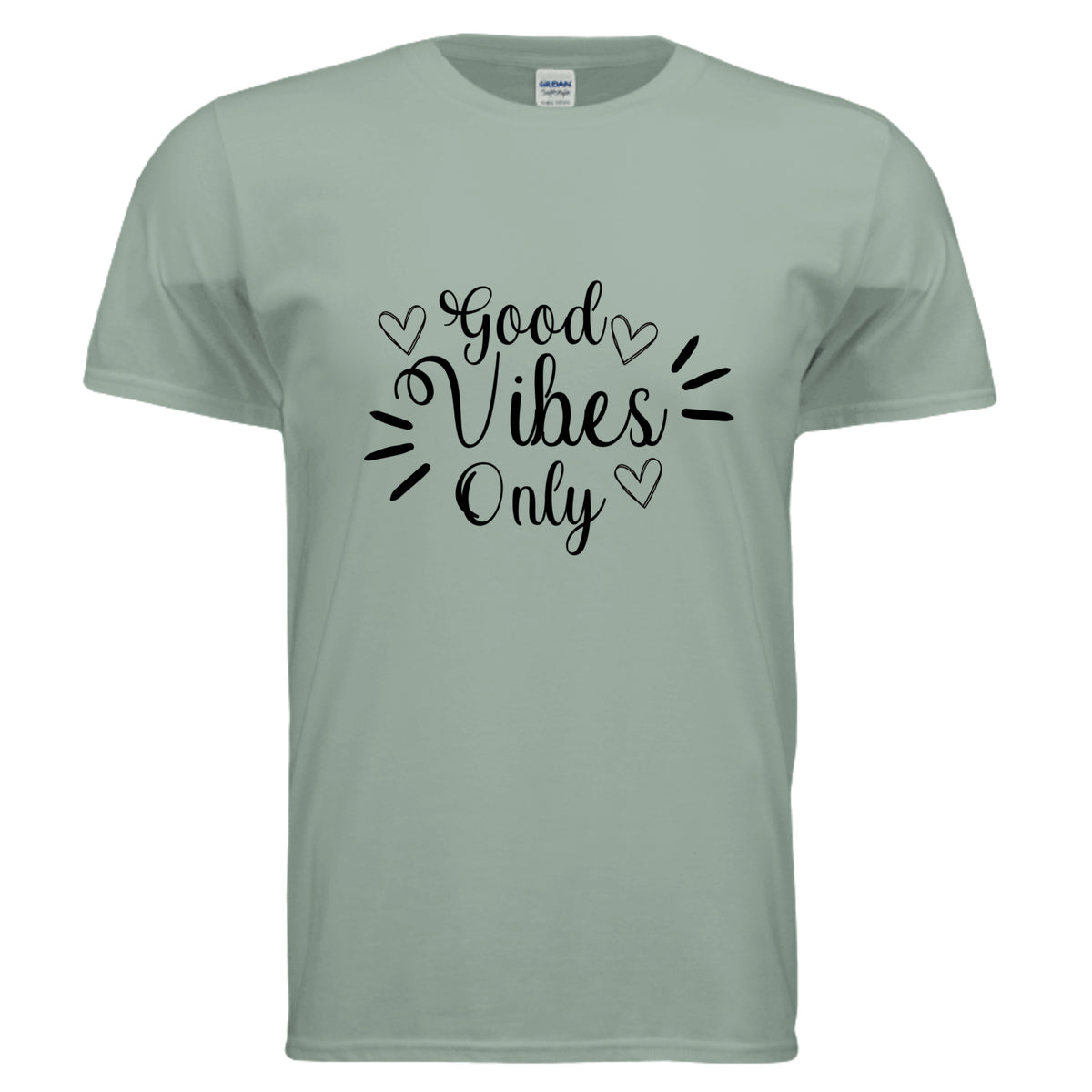 Vibes Only Graphic Tee in sage color with a relaxed fit and stylish graphic print for effortless cool style.