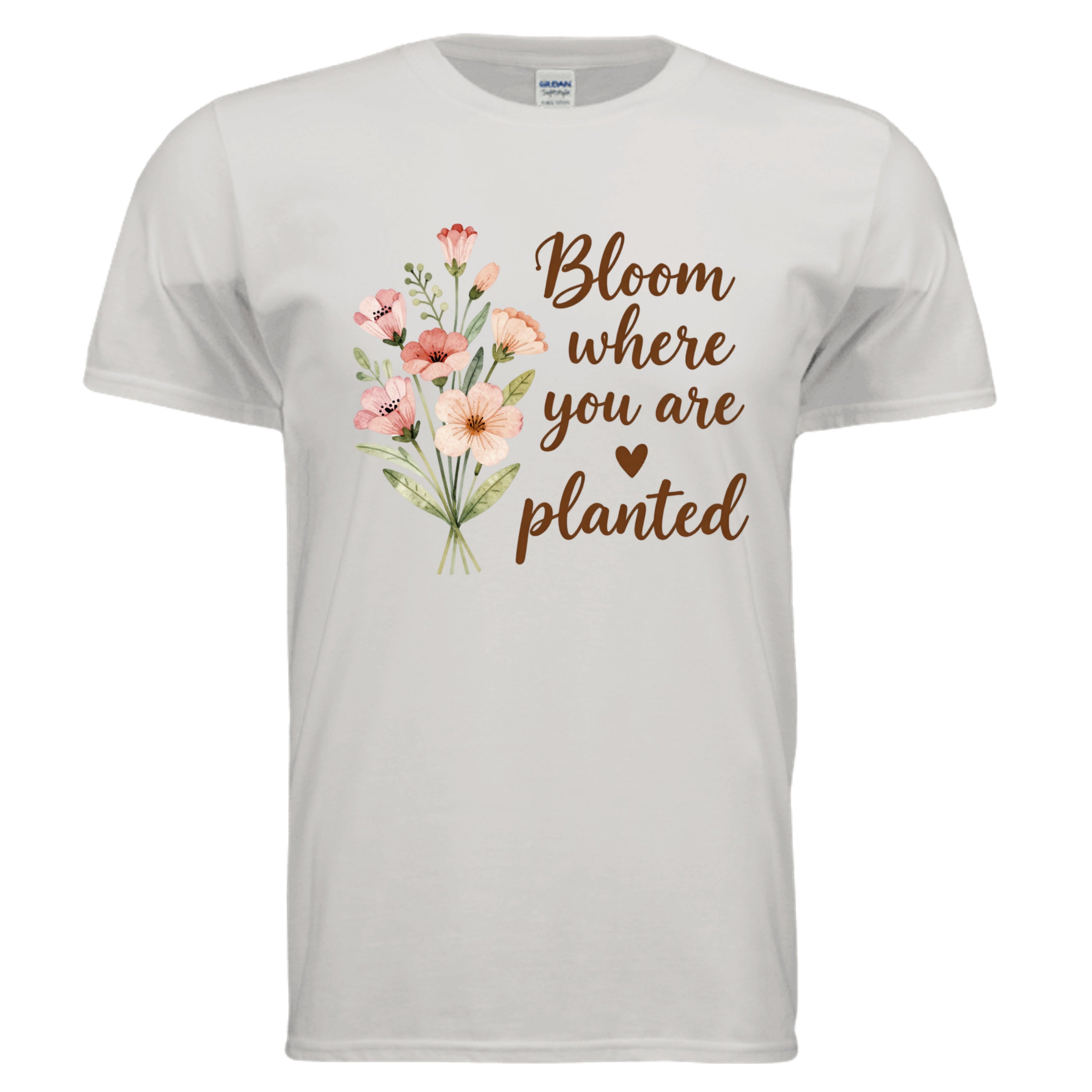 You Are Planted inspirational graphic tee in Ice Grey featuring floral design and uplifting message.