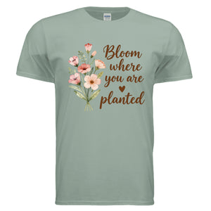 Sage You Are Planted graphic tee featuring a floral design, promoting the inspirational graphic tee message.