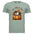 Illustration of a cozy graphic tee for fall with a sleepy badger in a pumpkin on sage color fabric.