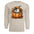 Cozy Badger Long Sleeve Tee in sand color featuring a cute badger sleeping in a pumpkin surrounded by autumn leaves.