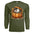 Cozy Badger Long Sleeve Tee in military green featuring a cute badger in a pumpkin surrounded by leaves.