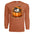 Cozy Badger long sleeve tee in TEXAS ORANGE featuring a sleepy badger in a pumpkin with autumn leaves.