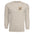 Cozy Badger graphic long sleeve tee in sand color with pocket graphic and bold back design.