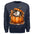 cozy forest edition badger sweatshirt featuring a badger sleeping in a pumpkin with autumn leaves