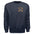 Cozy Badger Sweatshirt in navy featuring a small badger graphic and autumn leaves design on the chest.