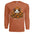 Leaf Pile Badger Long Sleeve Tee in Texas Orange with playful badger graphic among autumn leaves