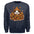 Leaf Pile Badger Sweatshirt with front graphic of badger in leaves, navy color, perfect fall graphic sweatshirt.