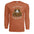 autumn leaves long sleeve tee in Texas Orange with adorable critter in leaves graphic design