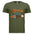 Happy Fall Tee in military green featuring vibrant fall design with pumpkins, leaves, and colorful lettering, perfect for autumn outings.