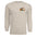 Happy Fall Long Sleeve Tee with pocket design featuring pumpkin graphics on a sand-colored fabric.