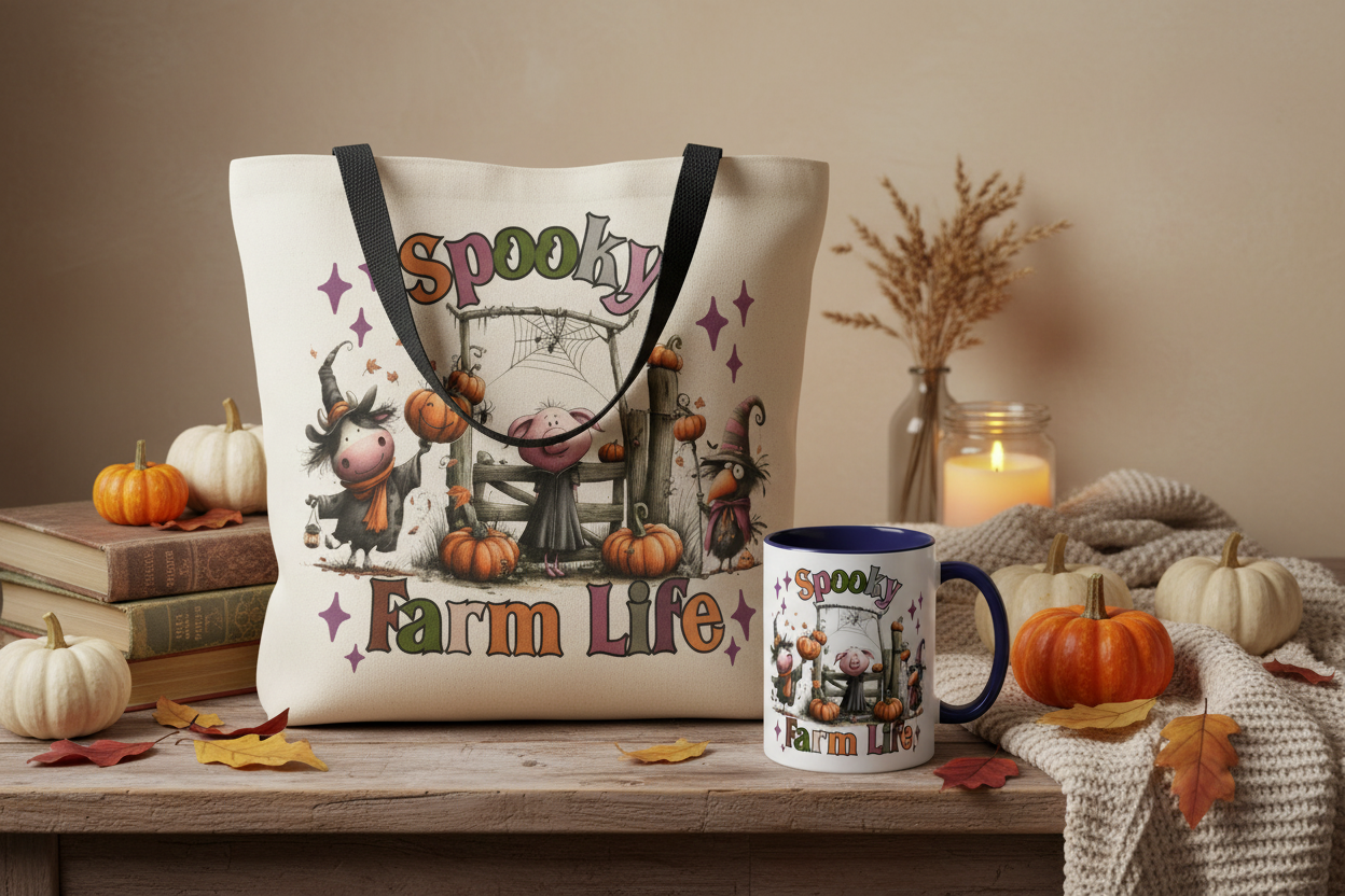 Spooky Farm Life Collection Shot - Tote & Mug