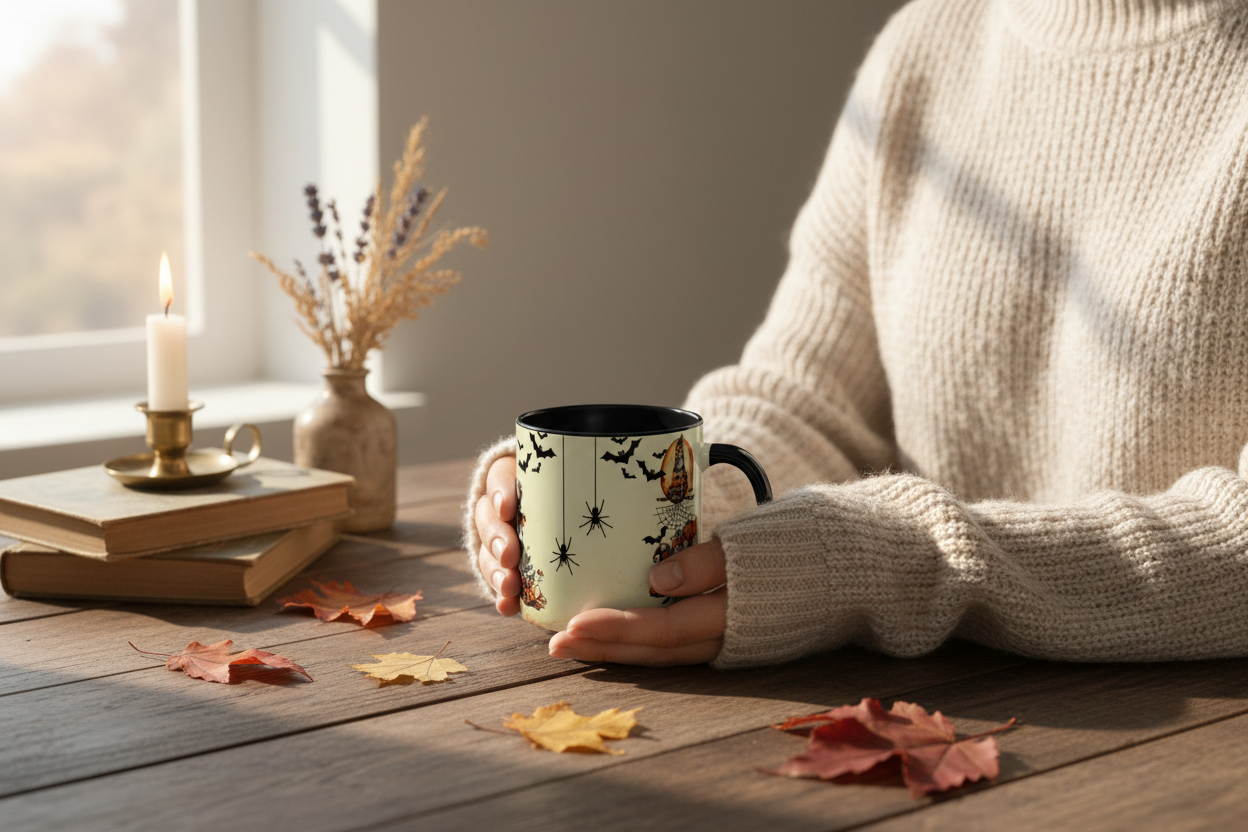 Spooky Pumpkin Moon Mug Lifestyle