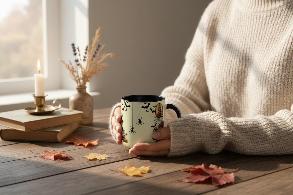 Spooky Pumpkin Moon Mug Lifestyle