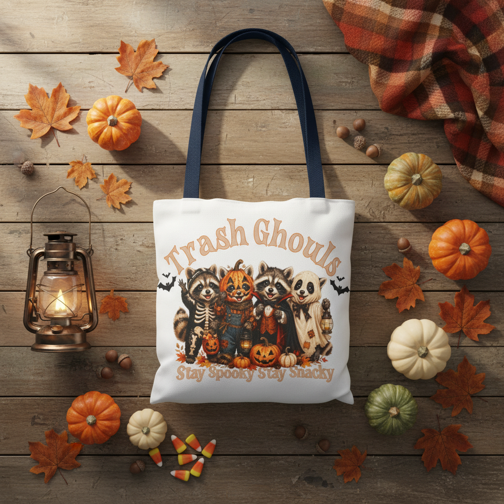 Trash Ghouls Tote Flat Lay